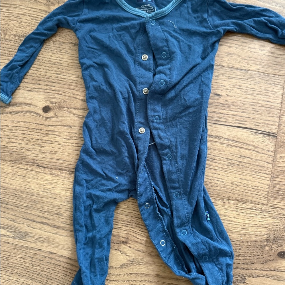 Kickee Pants Navy Long-Sleeve One-Piece Footie
